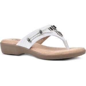 Cliffs By White Mountain Women's Bailee Cushioned Flop Sandal, White Size 8.5M